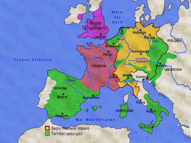 Il Sacro Romano Impero e i dominii asburgici all'epoca di Carlo V - 1519-1556